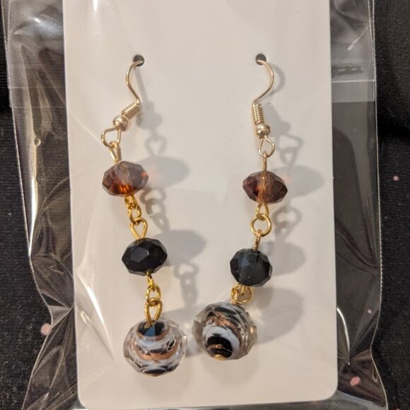 Copper Swirl Glass Earrings - Picture 3 of 7